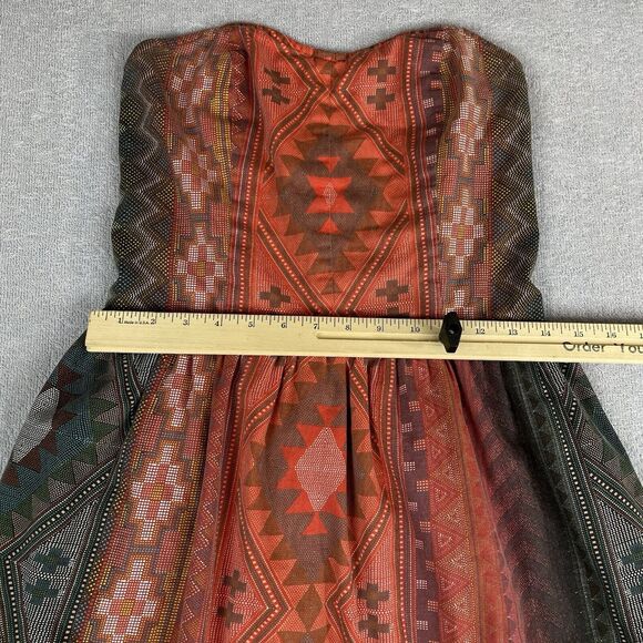 Arizona Jeans Aztec Tribal Print Strapless Dress Women's Size Large Short Cotton - Picture 12 of 14